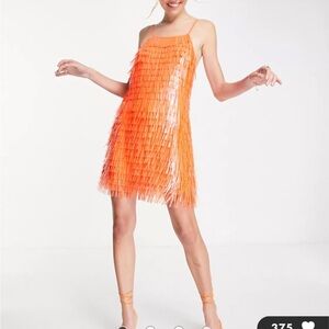 ASOS Vibrant Orange Fringe Dress
